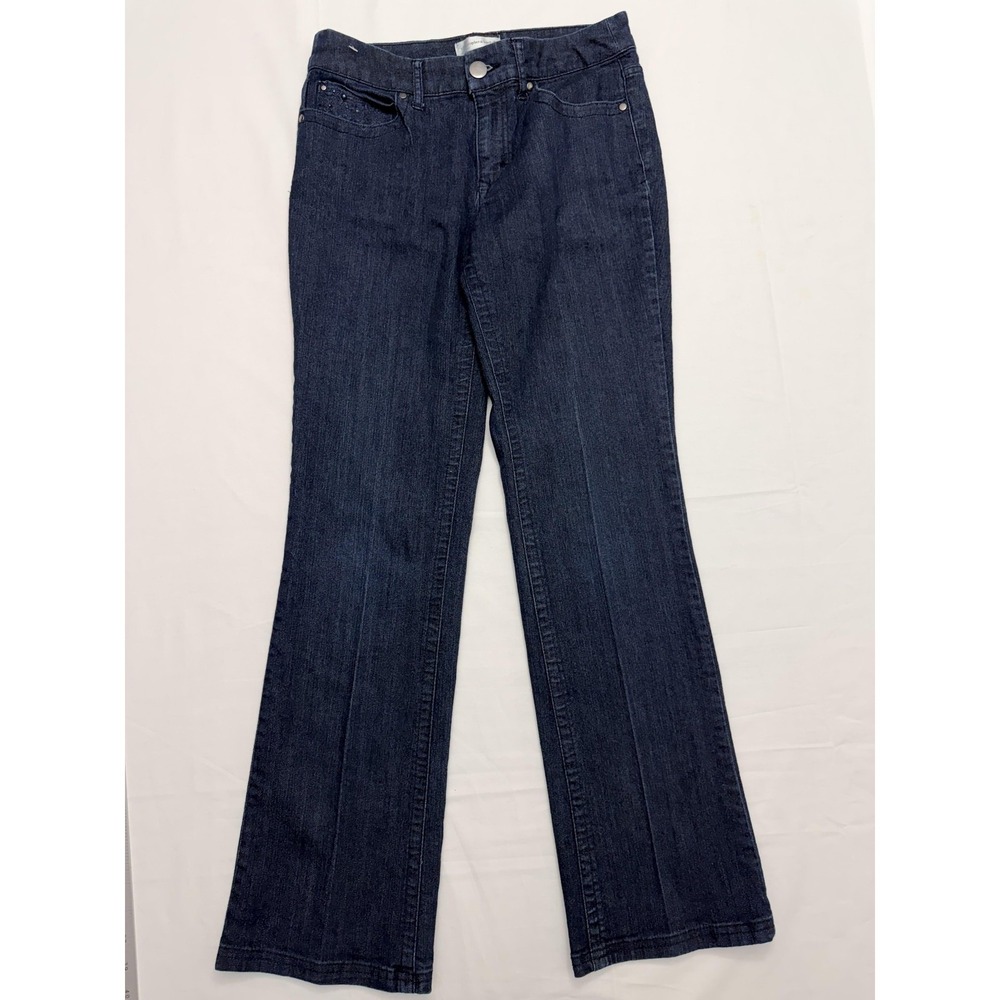Christopher & Banks Bootcut Jeans Womens 4 Blue Dark Wash Low Rise Stretch 28x31